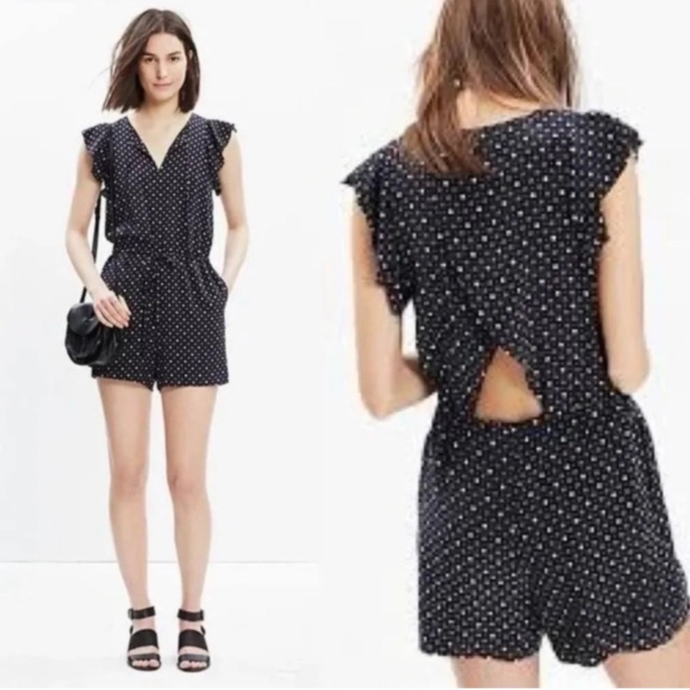 Madewell • Black Romper with polka dot pattern